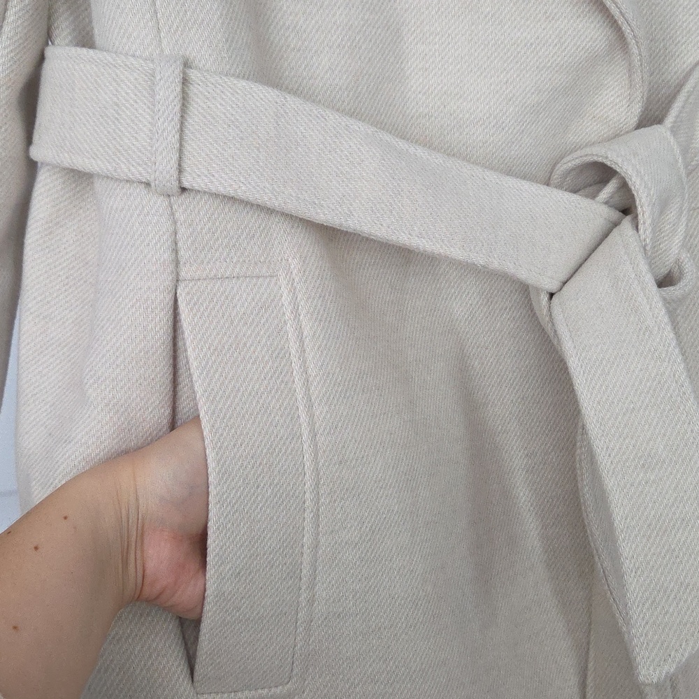 H&M Long Belted Coat, Cream, Size M - Picture 4 of 15